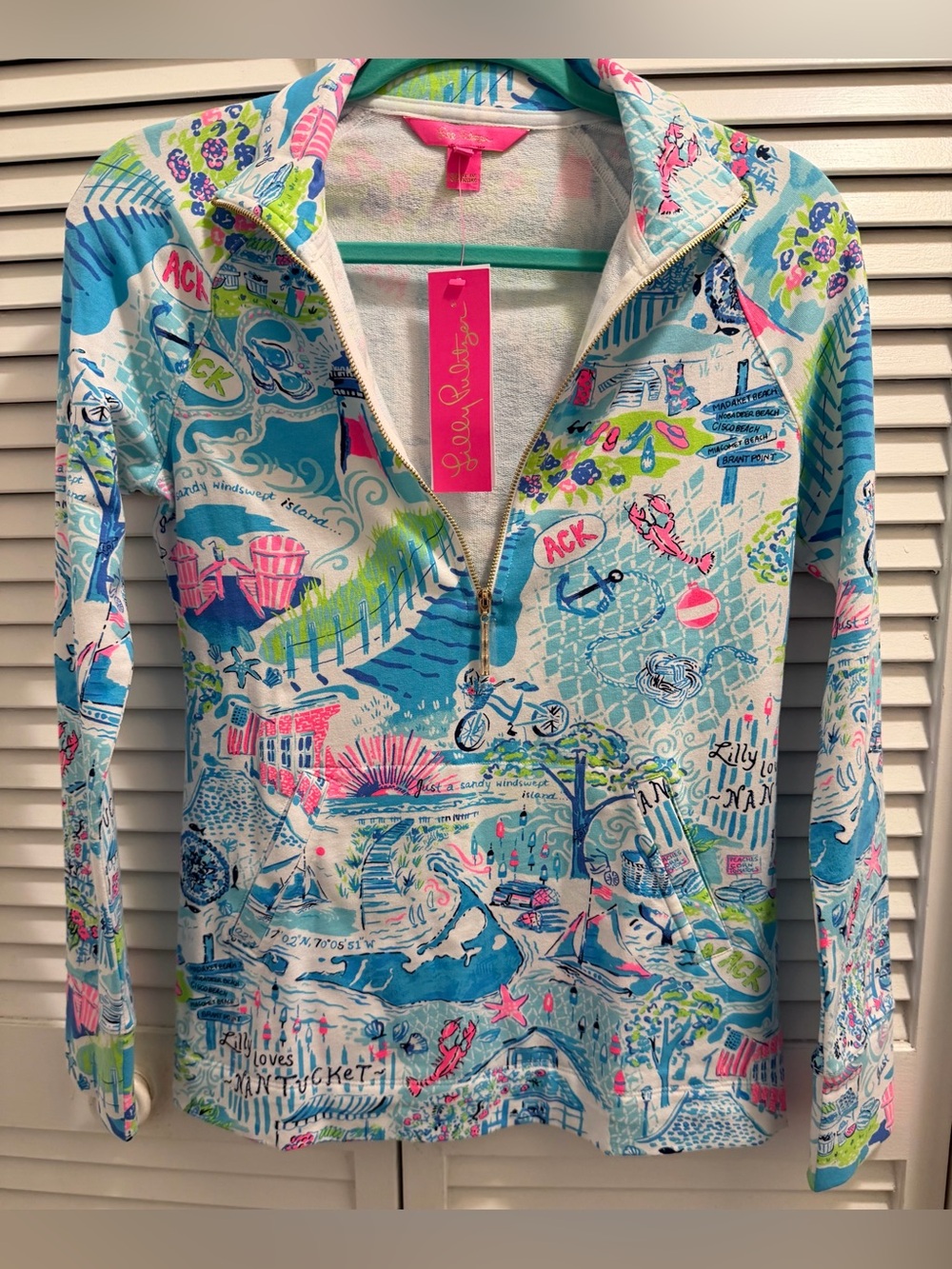 NWT Lilly Pulitzer Skipper Popover Lilly Loves Nantucket Pullover, Size XXS